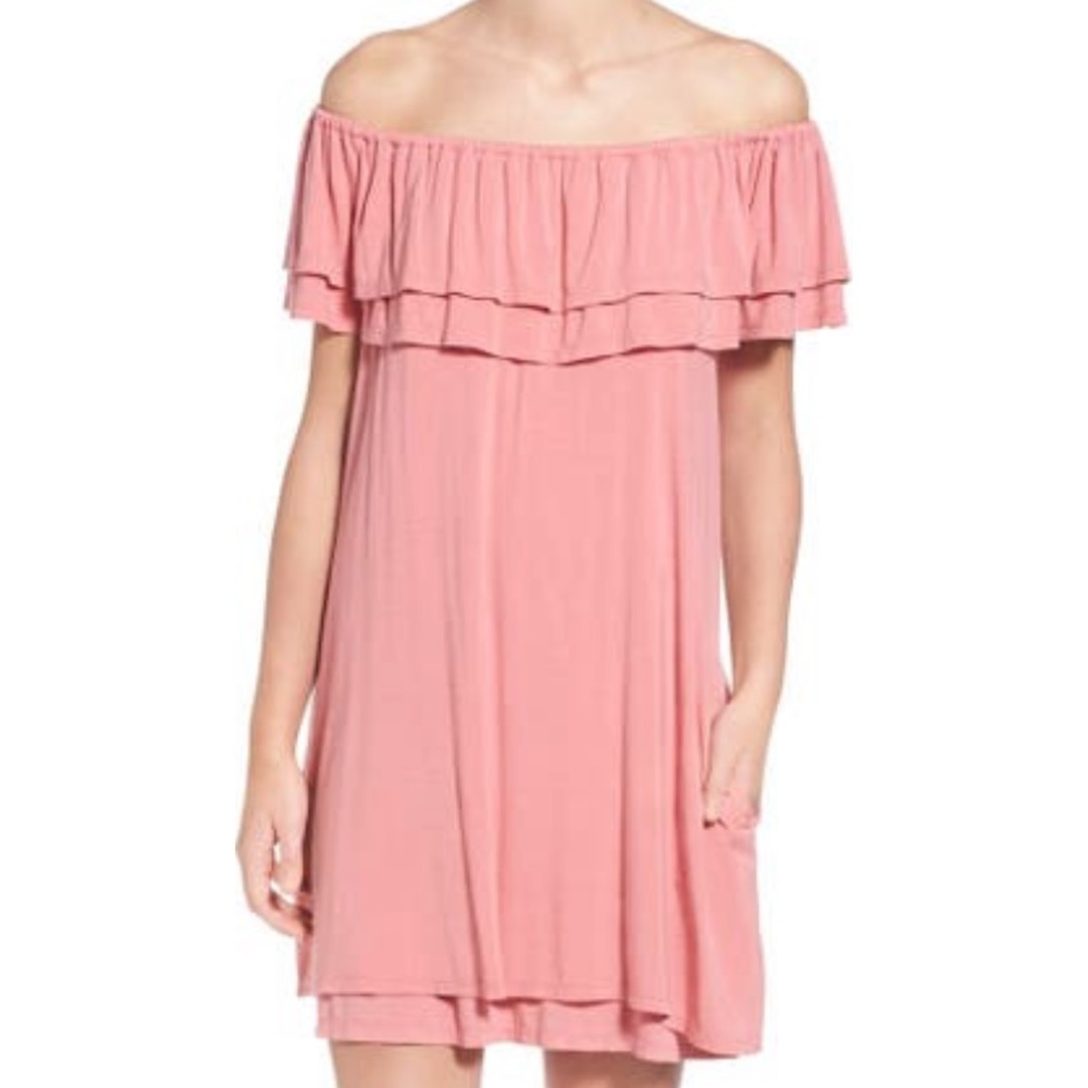Rebecca Minkoff Dress Women's S Pink ‘Deva’ Tiered Off the Shoulder Dress